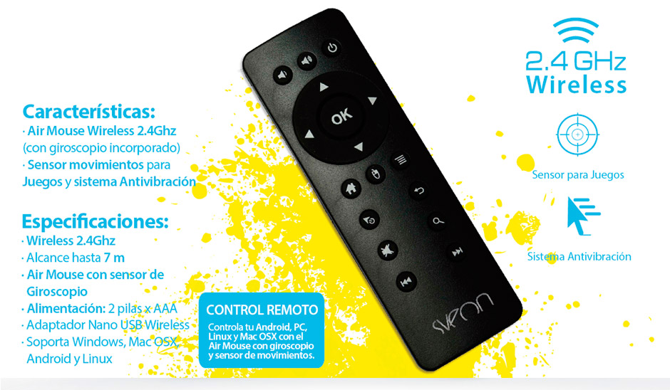 Sveon SAC605 - Air Mouse para Smart TV BOX con Android