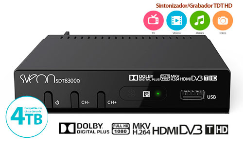 Sintonizador/Decodificador TDT 2 HD Sveon SDT8400