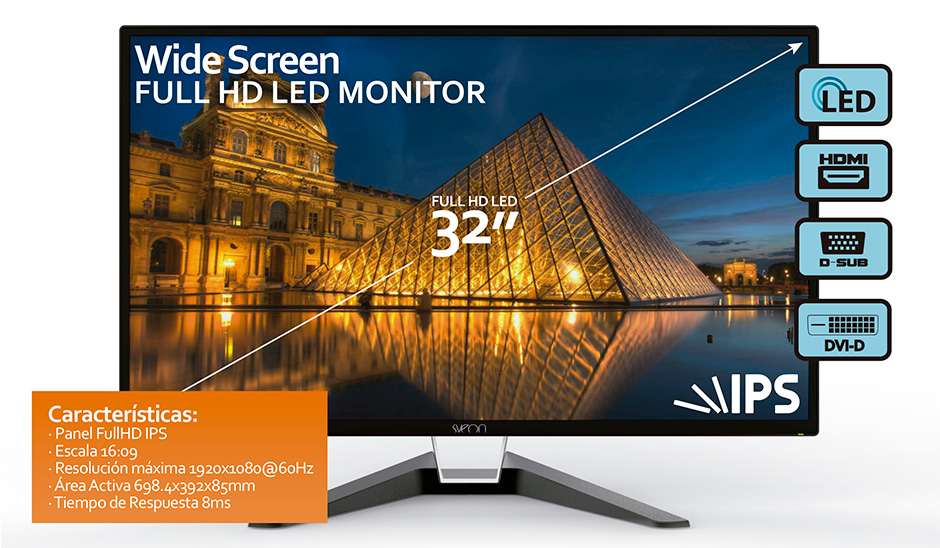 Monitor 32 pulgadas IPS FullHD LED Sveon STF320