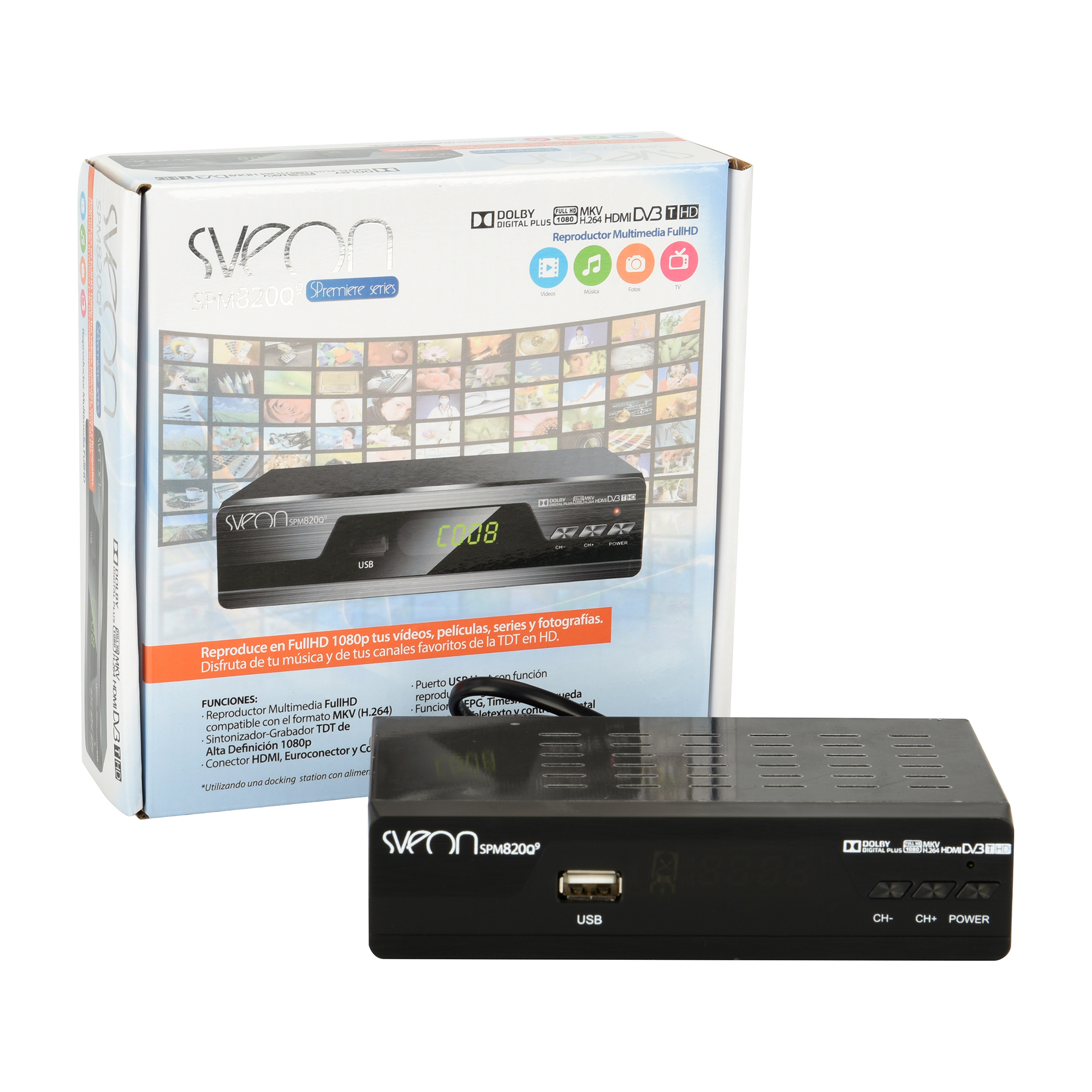 Reproductor multimedia con puerto HD 1080P para TV, reproductor