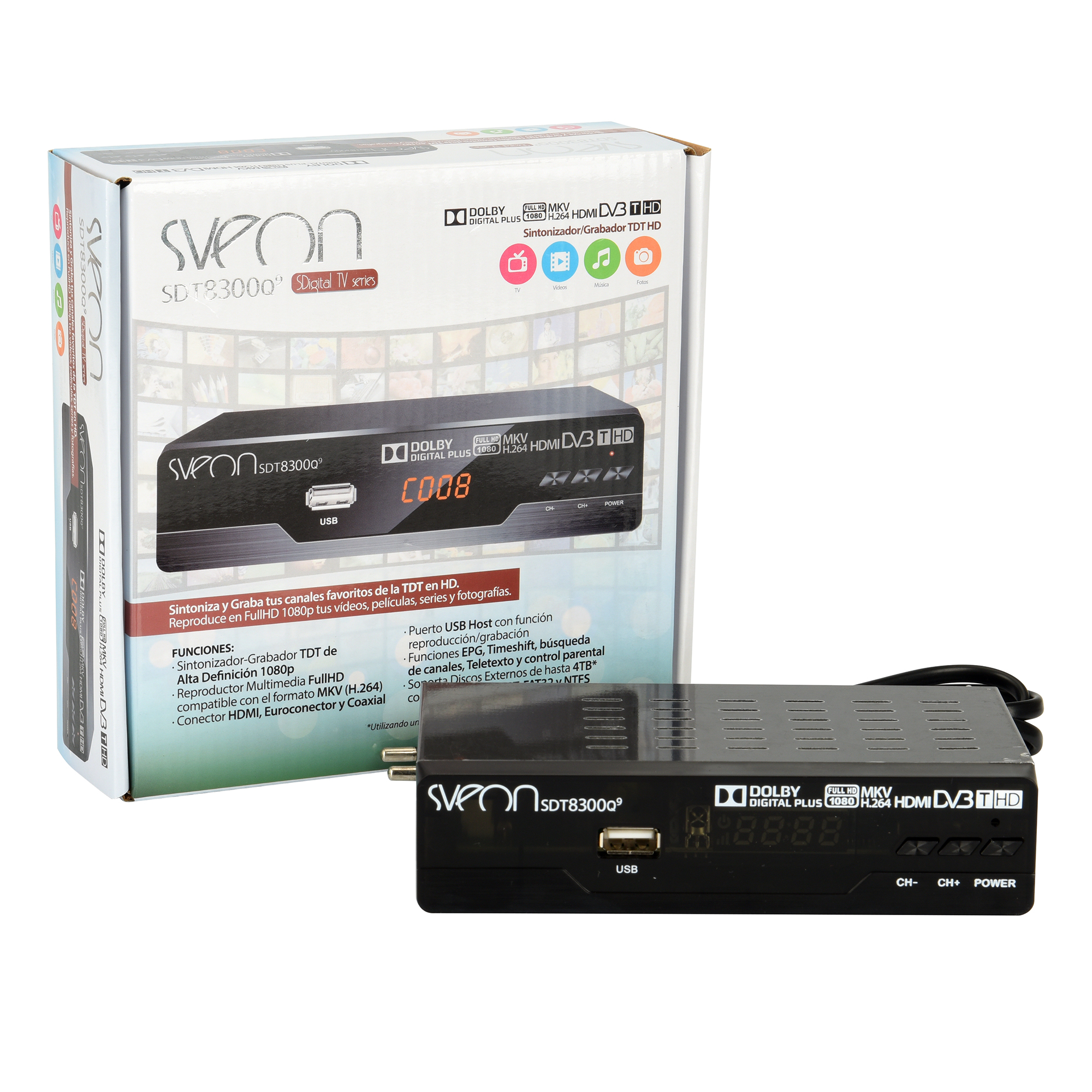 Sintonizador TDT HD T2 MAJESTIC DEC 665, HDMI, USB reproductor y