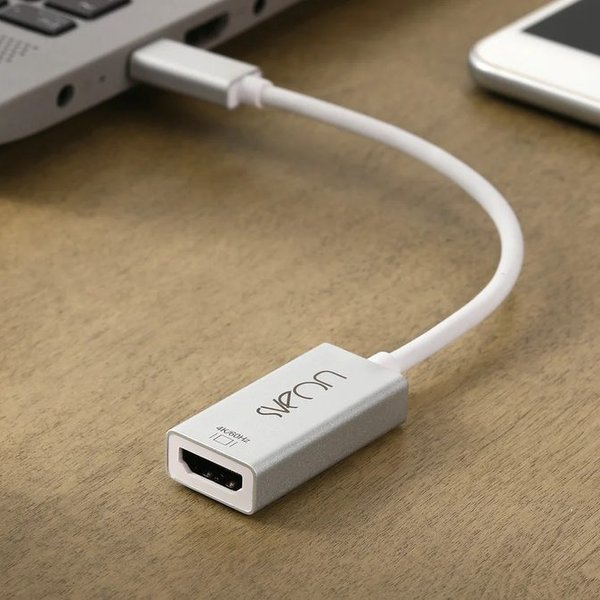 Adaptador USB-C a HDMI 4K Sveon SCT510 conectado a un monitor externo